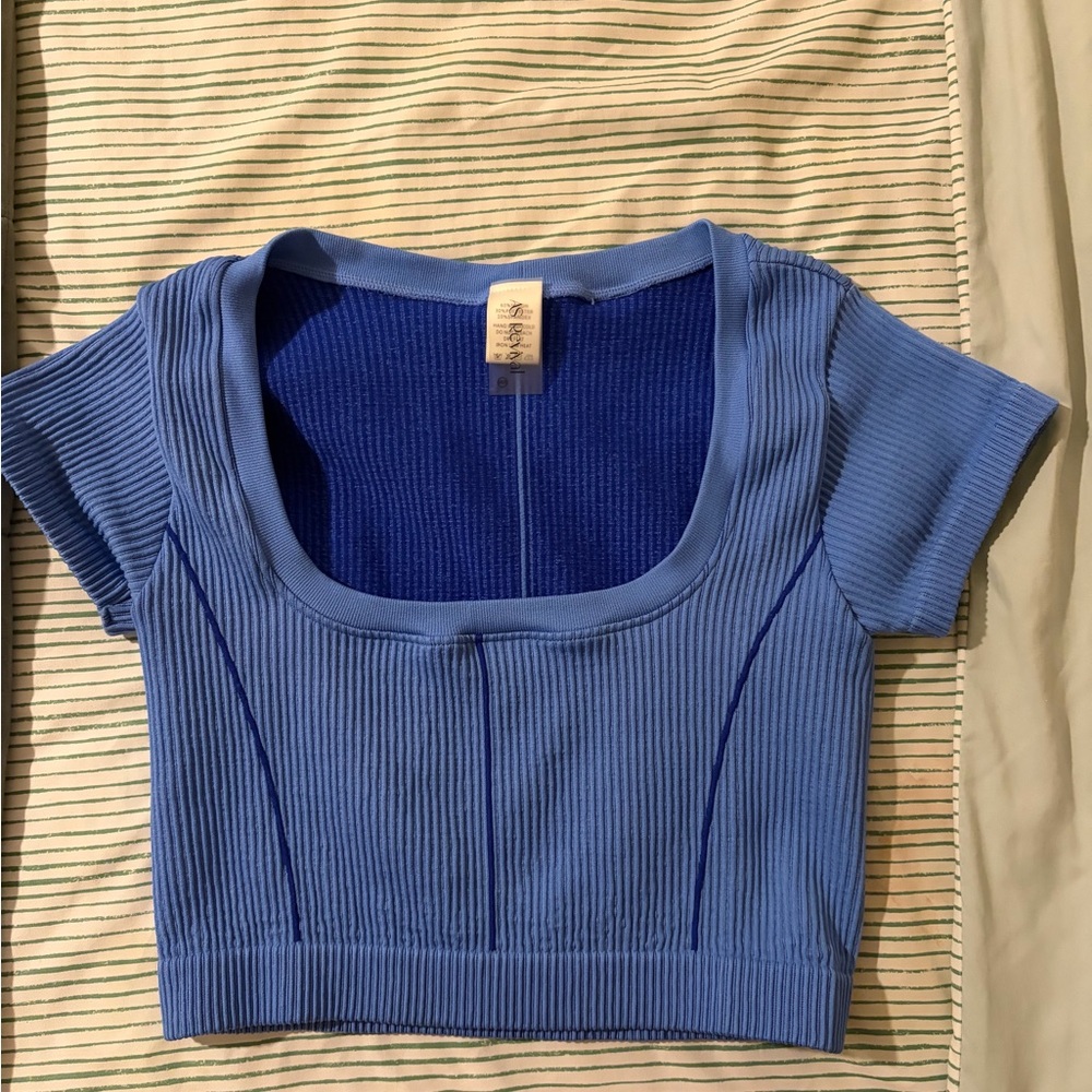 Altar'd State Blue Ribbed Crop Top